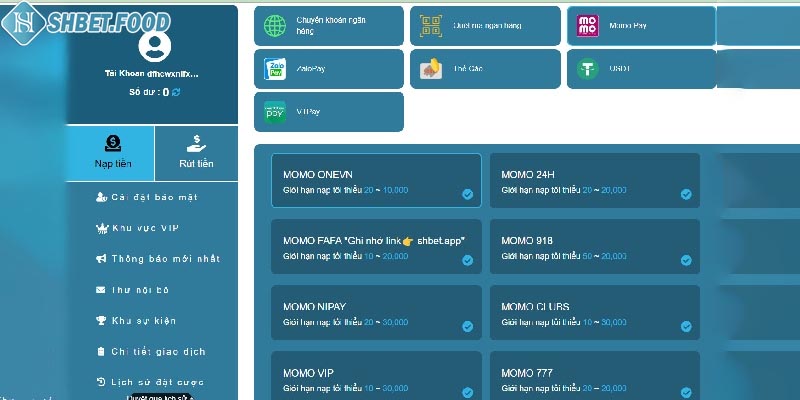 Nạp tiền Shbet